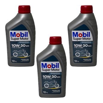 KIT 3 ÓLEOS DE MOTOR SINTÉTICO 10W30 MOBIL SUPER MOTO 4 TEMPOS
